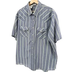 Vintage 90s Western Frontier Blue Striped Western Shirt